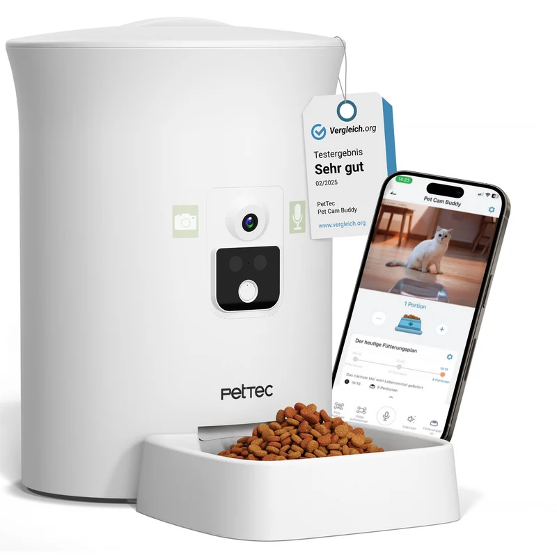 PetTec Cam Buddy inkl. automatischer Futterautomat für Katzen und Hunde - B-Ware