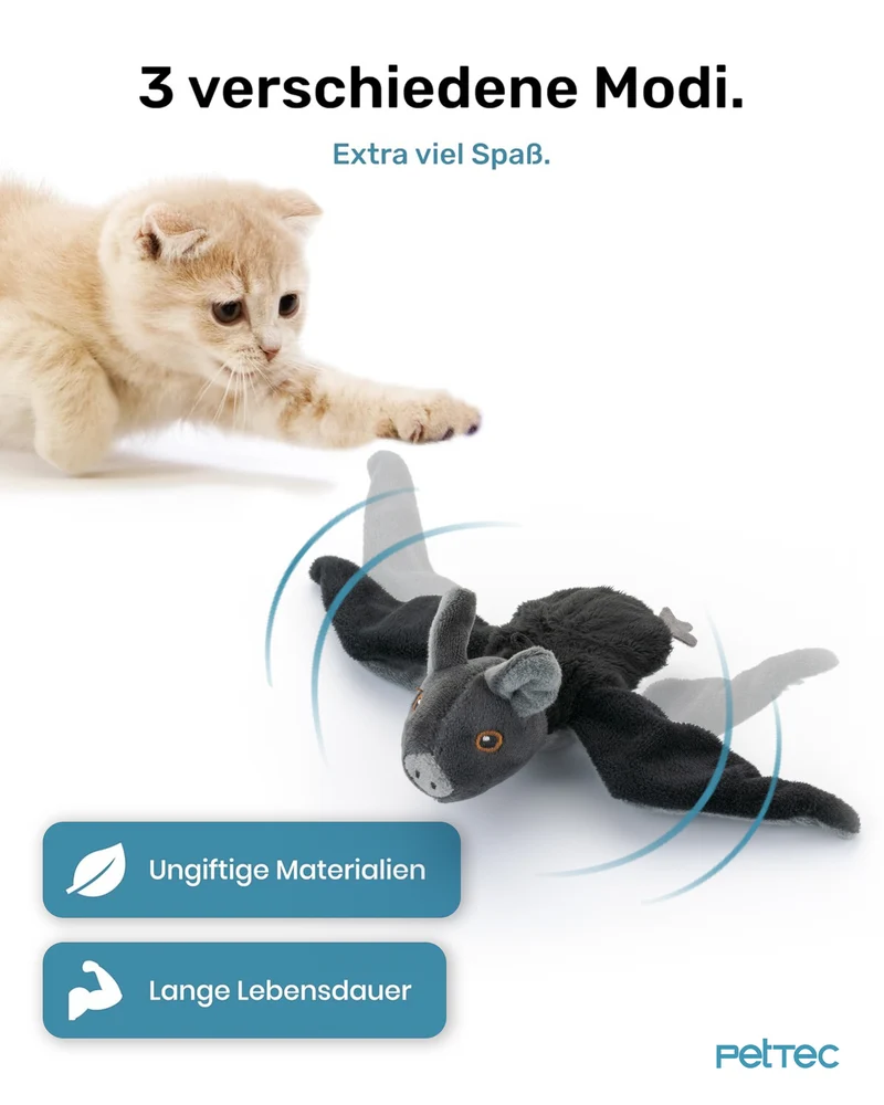 PetTec interaktives Plüschtier für Katzen - Fledermaus