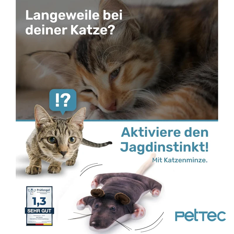 PetTec interaktives Plüschtier für Katzen - Ratte