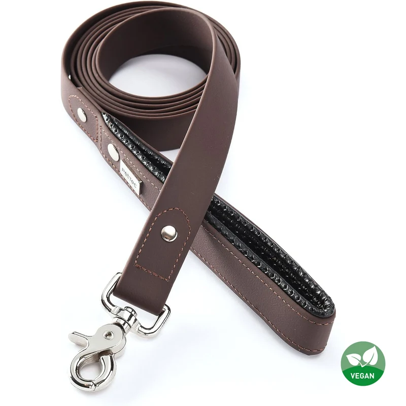 PetTec Hundeleine aus veganem Trioflex mit Handschlaufe, Führleine 2m bis 80kg, braun