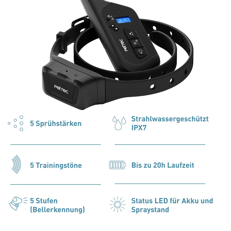 PetTec Spray & Ton Multi-Trainer mit Fernbedienung inkl. Citronella-Spray