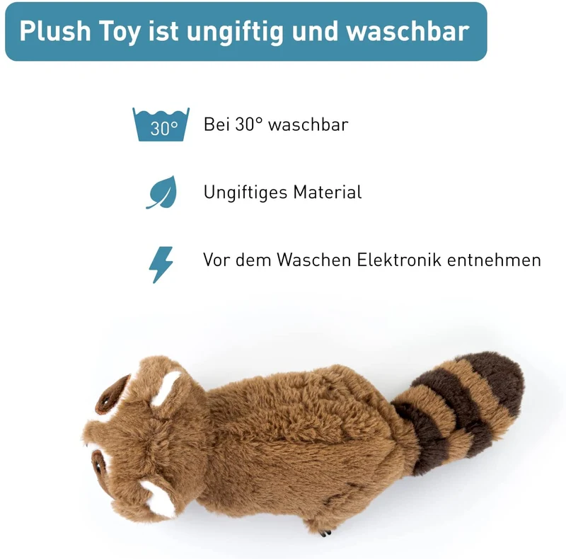 PetTec interaktives Plüschtier für Katzen - Waschbär