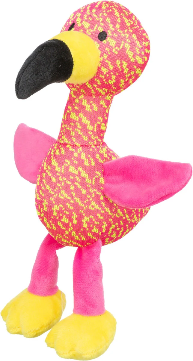Hundespielzeug Plüsch-Flamingo mit Knisterfolie und Quietscher