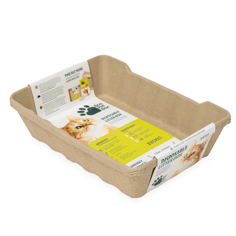 ECOPETBOX - 3x kompostierbare Haustiertoilette für Katzen und Hunde