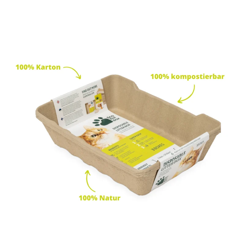 ECOPETBOX - 3x kompostierbare Haustiertoilette für Katzen und Hunde