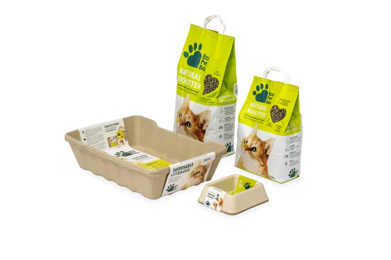ECOPETBOX - 3x kompostierbare Haustiertoilette für Katzen und Hunde