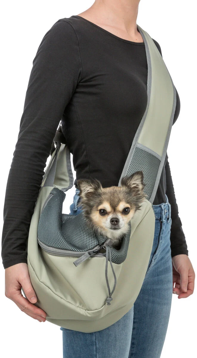 Cross-Body Hundetragetasche Fronttasche Sling mit Reißverschluss und Guckloch mit Tunnelzug