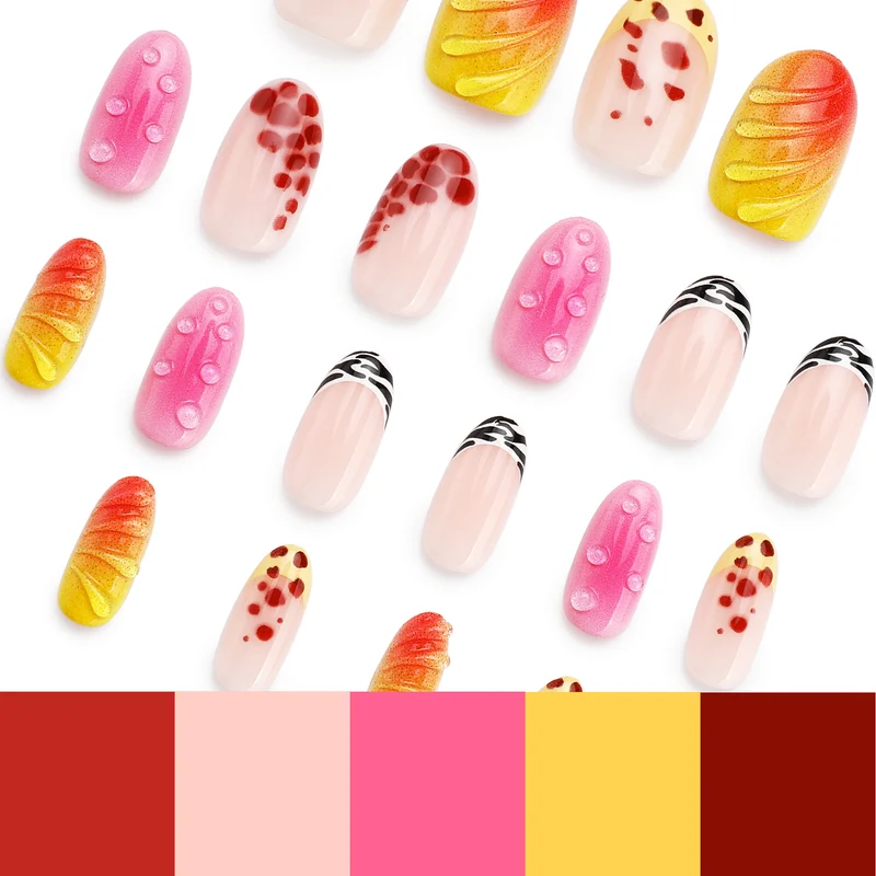 Kreative Kunstnägel mit floralem Design und Glitzerakzenten Karnz