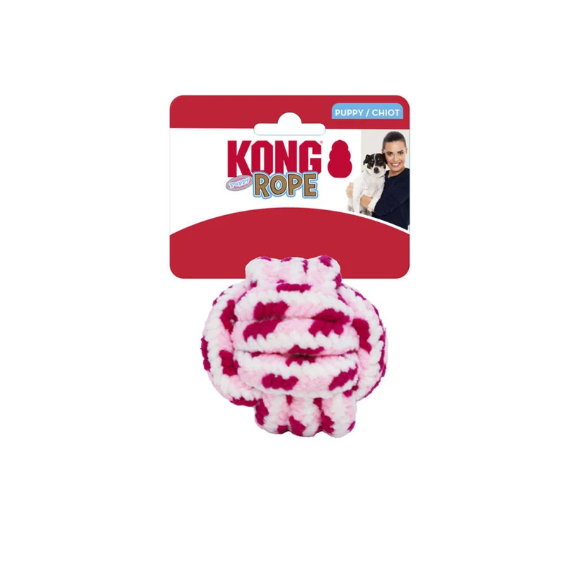 KONG Rope Ball Puppy – Welpenspielzeug Seilball für Welpen