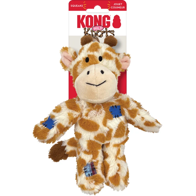 KONG Wild Knots Giraffe – Plüsch-Hundespielzeug mit Seilskelett | S/M & M/L