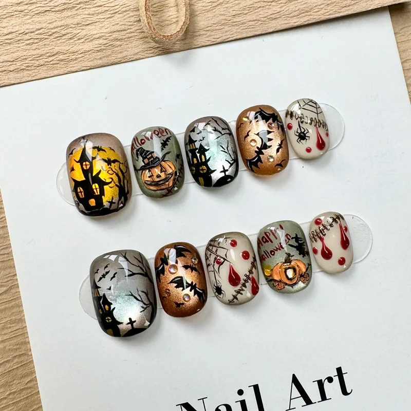 Elegante Lange Press-On Nägel Set mit Künstlerischen Spitzen Karnz