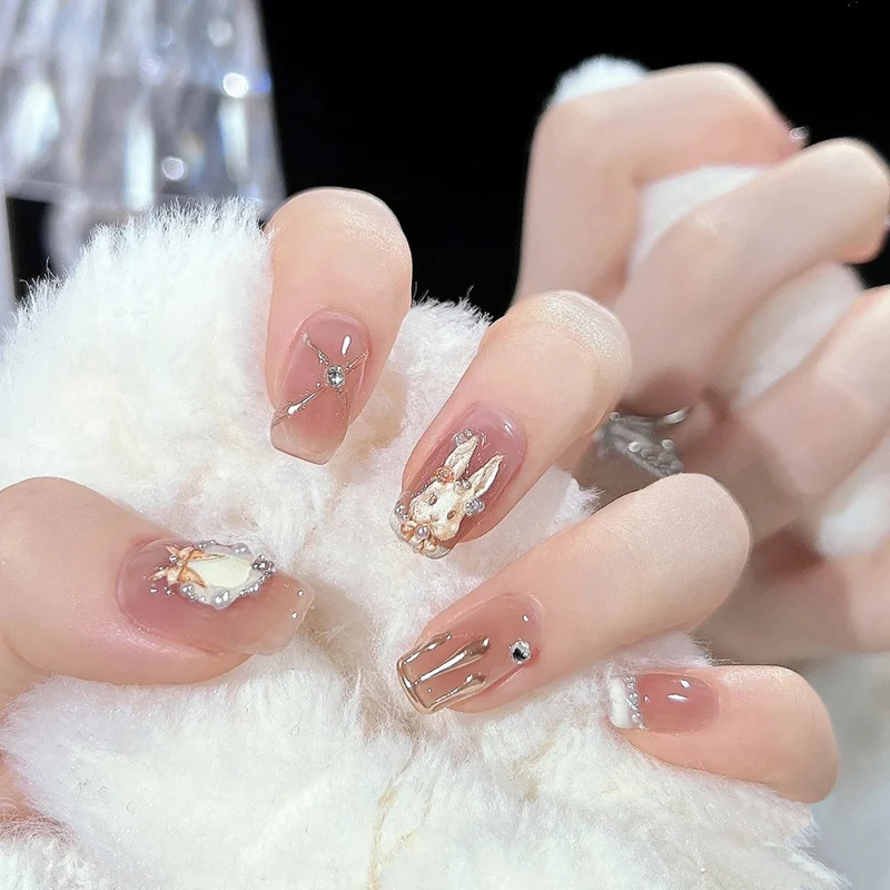 Premium mit Strass verzierten Press-On Nägel Karnz