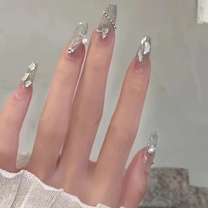Premium mit Strass verzierten Press-On Nägel Karnz