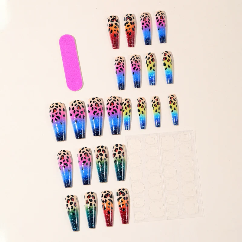 Ombre Leopard Print Nagelkunst Extensions Karnz