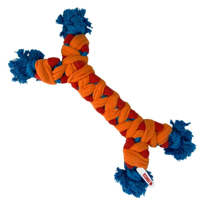 KONG Rally Bone – Seilspielzeug für Hunde | Knochen mit Seil-Enden | 38 cm