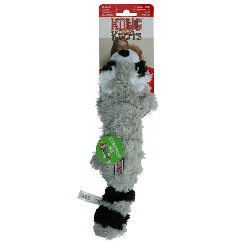 KONG Scrunch Knots – Plüsch-Zerrspielzeug für Hunde mit Quietscher & Seilknoten | S/M & M/L