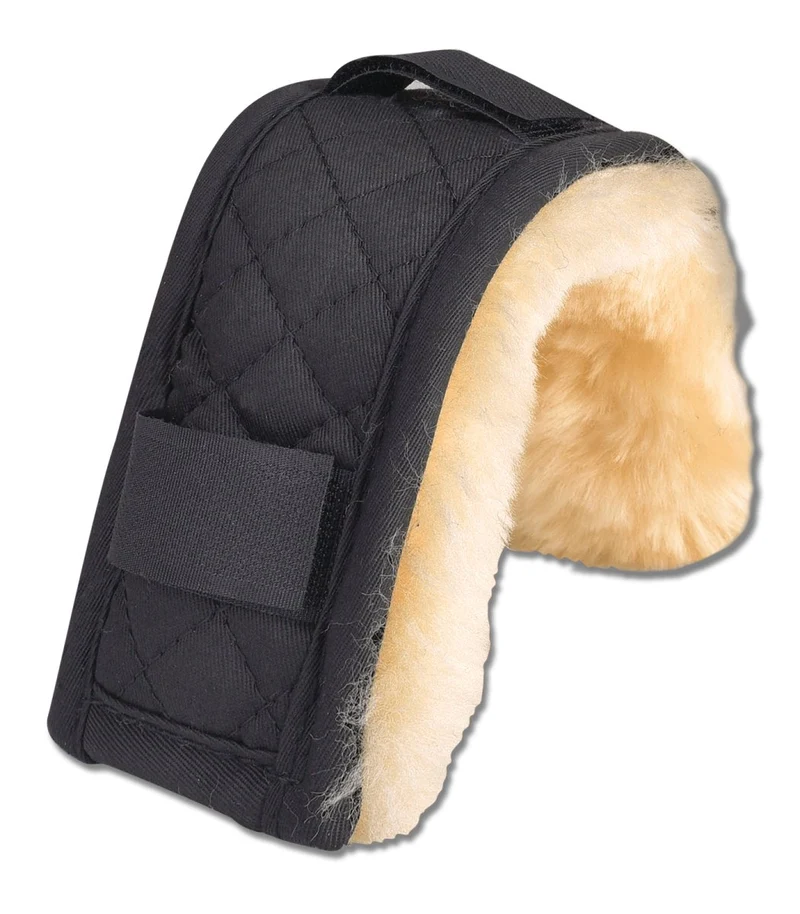 Waldhausen Echtes Lammfell für Genickstück/Nasenriemen, 28 cm - schwarz/natur