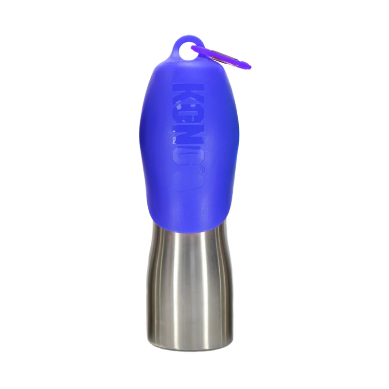KONG H2O Edelstahl Wasserflasche für Hunde – 740 ml mit integriertem Trinknapf | 4 Farben