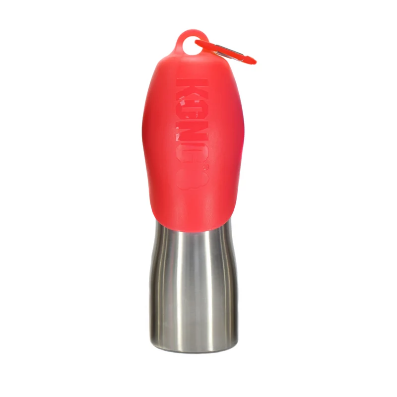 KONG H2O Edelstahl Wasserflasche für Hunde – 740 ml mit integriertem Trinknapf | 4 Farben