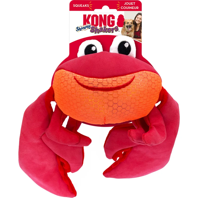 KONG Shakers Shimmy Crab – Plüsch-Hundespielzeug mit Quietscher & Knister | Krabbe