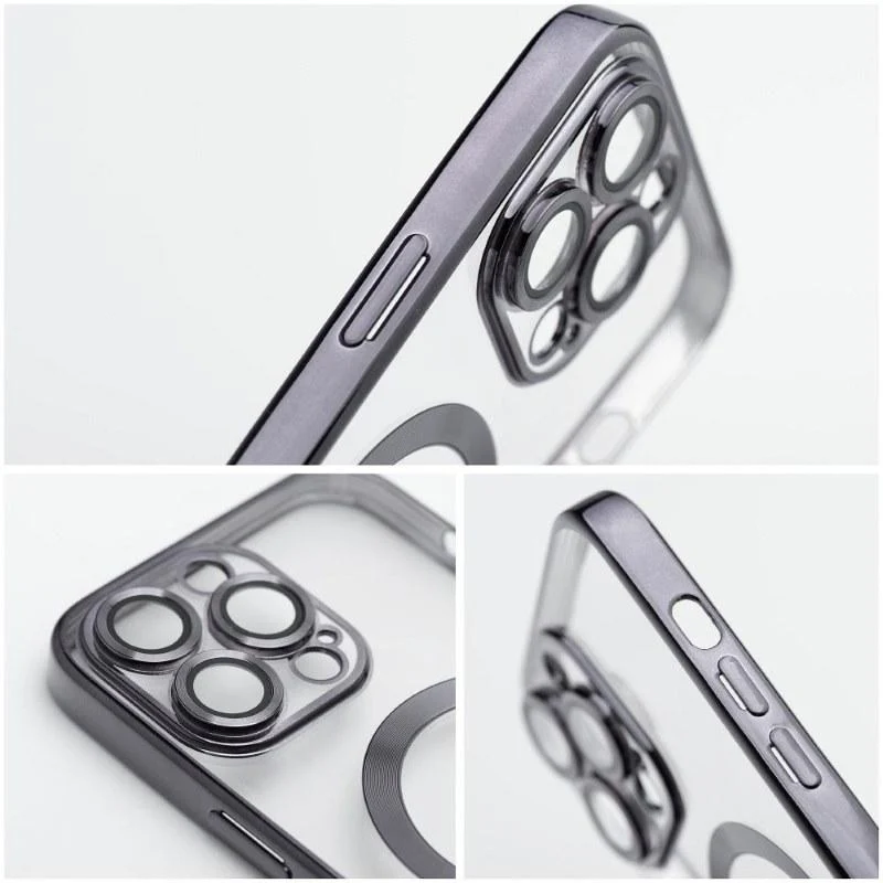 iPhone 16 Handyhülle / Backcase Silikon Transparent / Schwarz MagSafe kompatibel