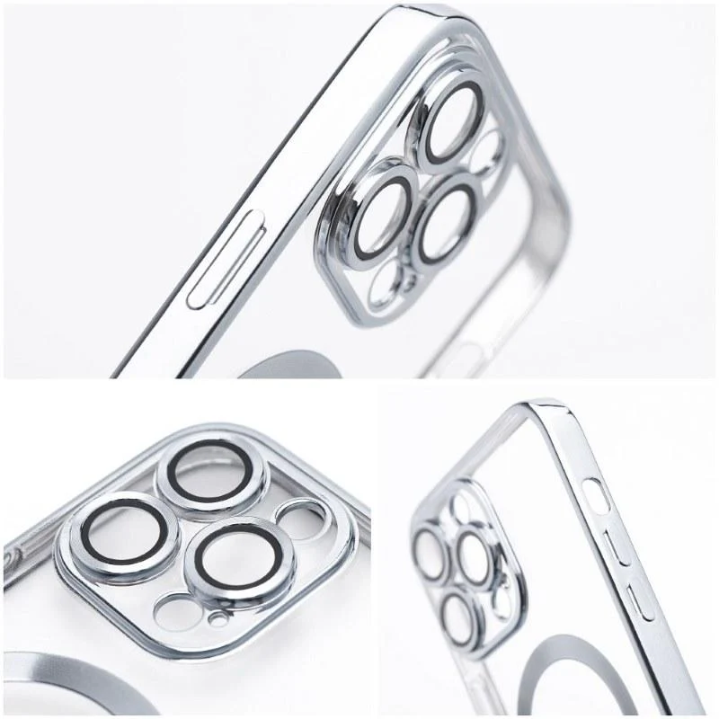 iPhone 16 Pro Max Handyhülle / Backcase Silikon Transparent / Silber MagSafe kompatibel