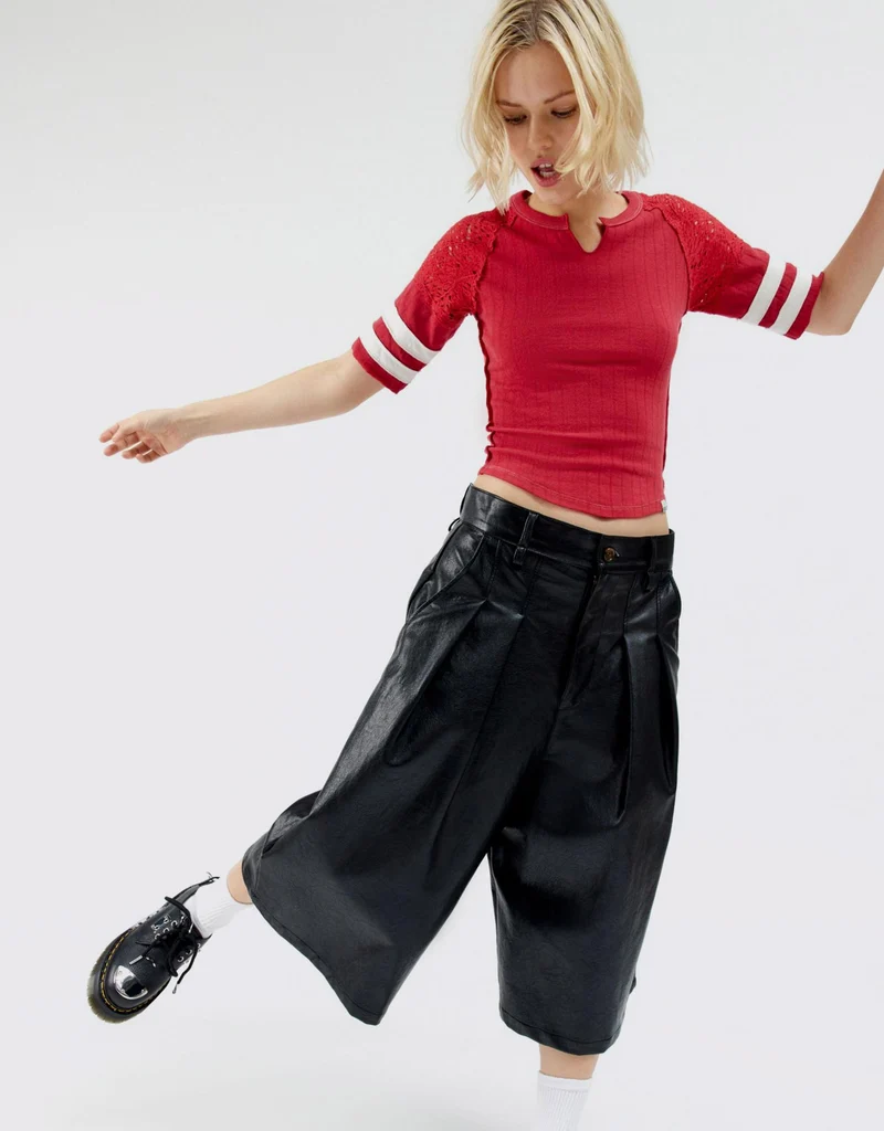 Cropped Ribbed T-shirt