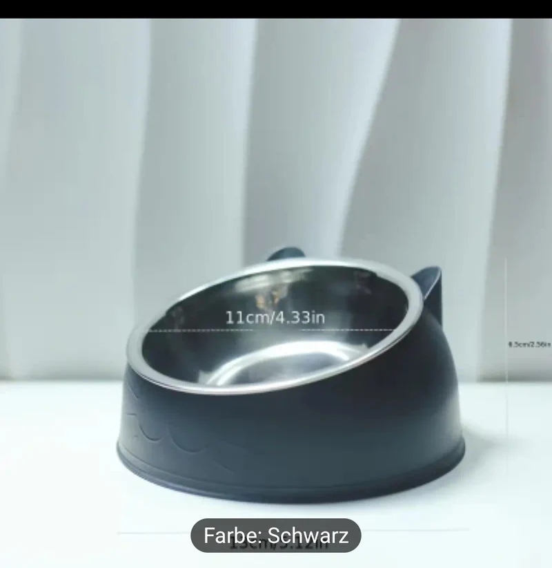 Ergonomische Futternapf für Katzen - 2 Stück aus Edelstahl " Schwarz "