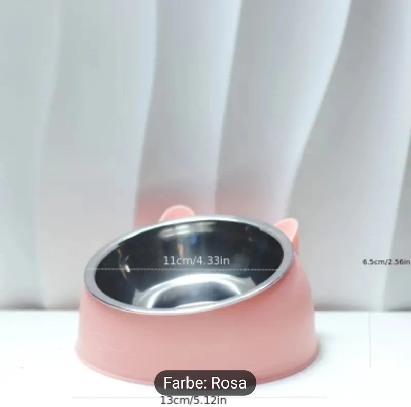 Ergonomische Futternapf für Katzen - 2 Stück aus Edelstahl " Rosa "