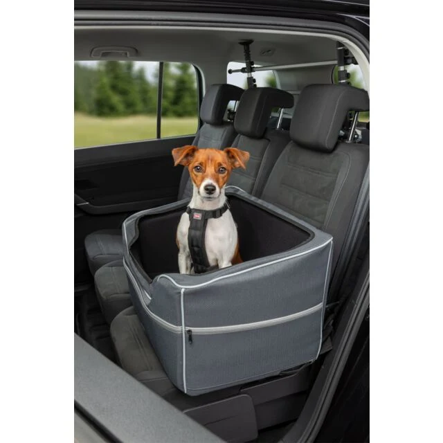 TRIXIE Autositz Hund faltbar – Teddyplüsch, Gurtdurchführung, bis 10 kg, 56×37×36 cm