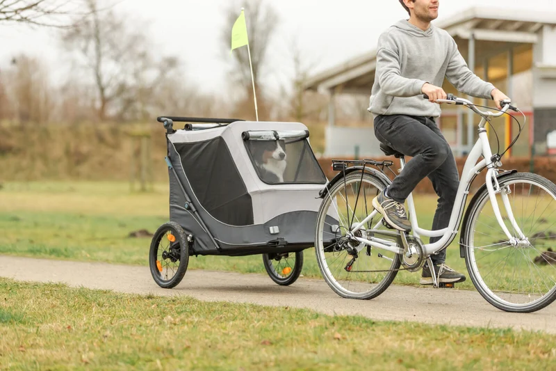 Fahrradanhänger für Hunde, schnell zusammenklappbar