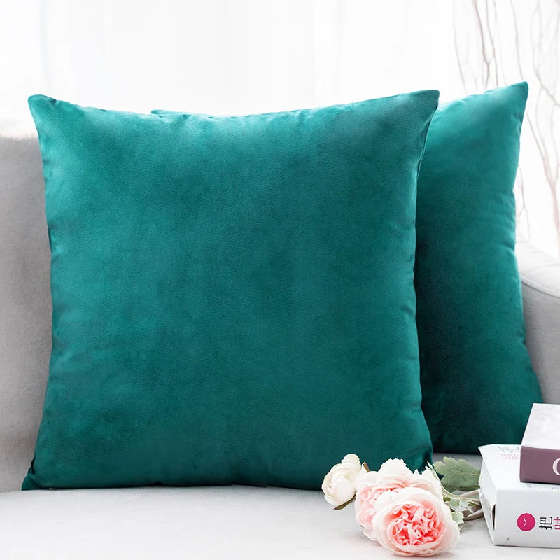 Ultra-weiches Samt Quadrat Dekokissenbezug mit Minky Rückseite und unsichtbarem Reißverschluss