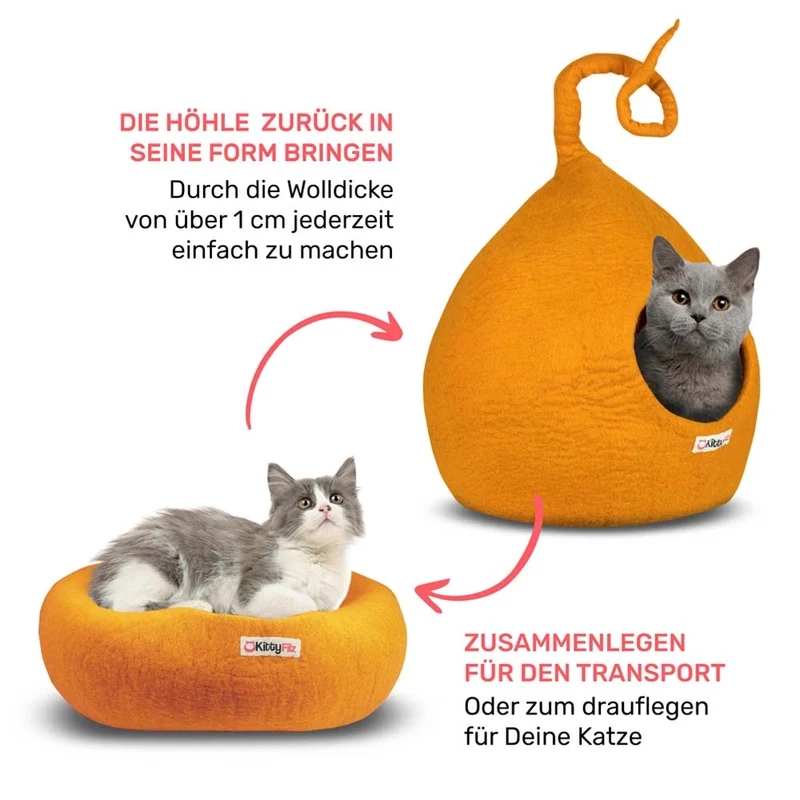 Katzenhöhle | Orange mit Zipfel