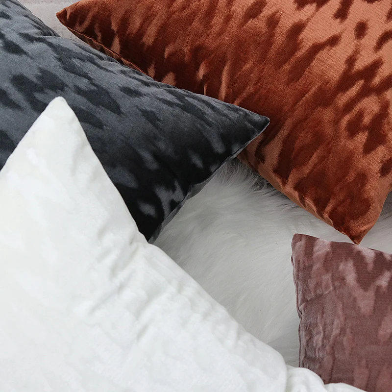 Plüschtexturierte Samtviereckige Wurfkissenbezüge mit geprägtem Tiermotiv-Jacquard