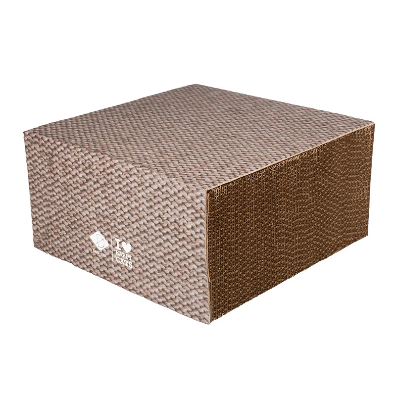 D&D Home I Love Happy Cats Freya Cat Cardboard Block Scratcher Beige 30x30x15cm