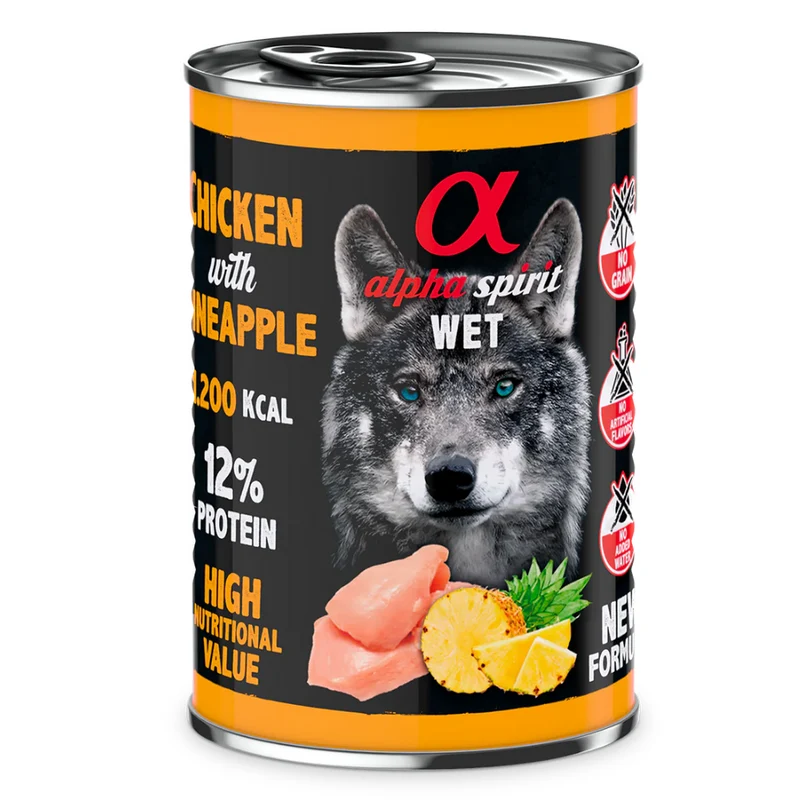 Alpha Spirit Chicken With Pineapple Adult Wet Dog Food 400G