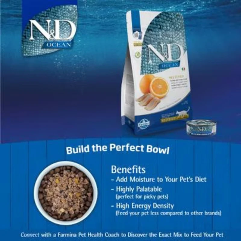 Farmina N&D Neutered Ocean Herring & Orange Grain-Free Adult Dry Cat Food 1.5KG