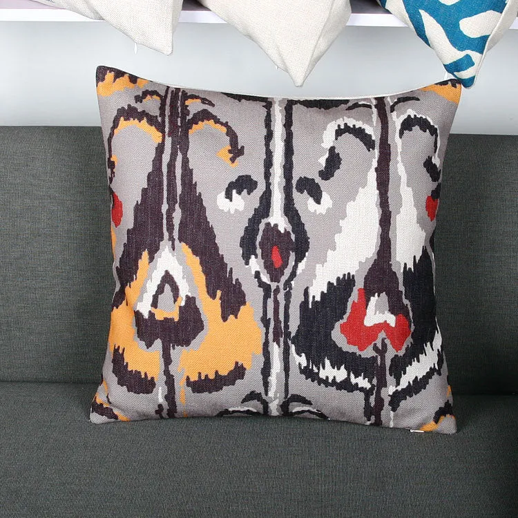 Ikat-Print Quadrat Decorative Throw Kissenbezug mit verborgener Reißverschluss