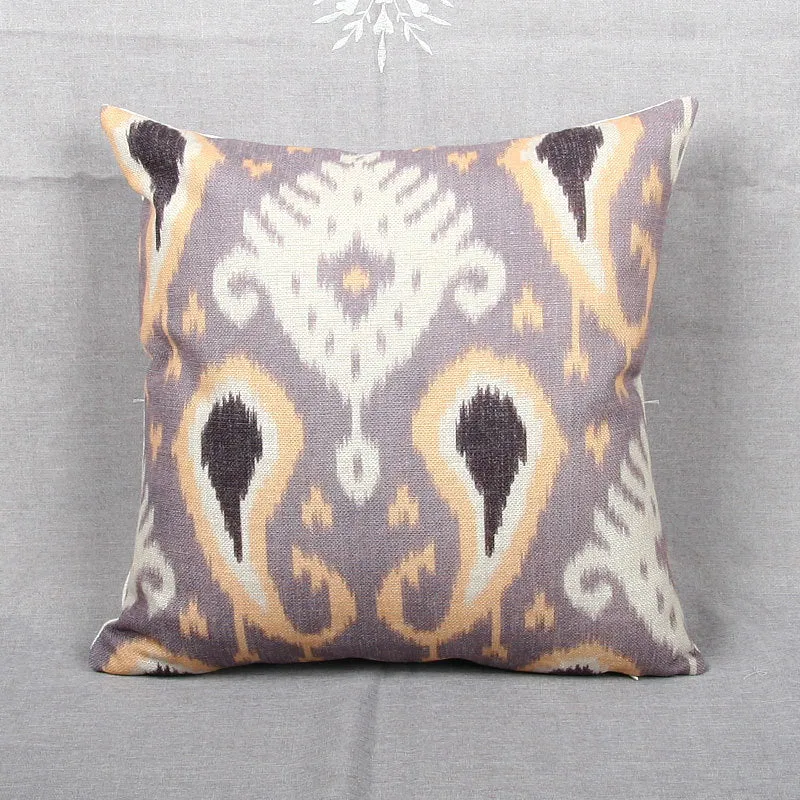 Ikat-Print Quadrat Decorative Throw Kissenbezug mit verborgener Reißverschluss