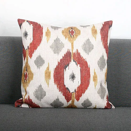 Ikat-Print Quadrat Decorative Throw Kissenbezug mit verborgener Reißverschluss
