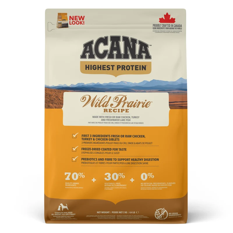 Expiry Date 26-Nov-26 Acana Highest Protein Wild Prairie Recipe Dry Dog Food - 2KG