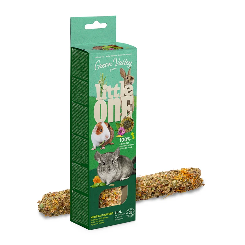 Expiry Date 31-Oct-26 Little One Green Valley Grain Free Stick W/Herbs & F Small Pets Treat - 160G