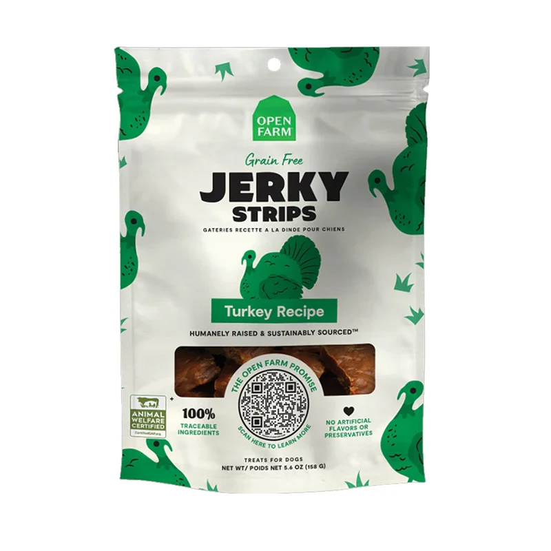 Expiry Date 23-Dec-26 Open Farm Grain Free Jerky Strips Turkey Dog Treat - 158G