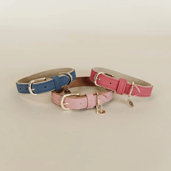 Kentucky Hundehalsband aus veganem Leder - Navy/Beige