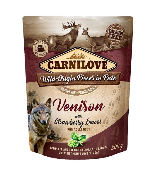 Expiry Date 10-Oct-26 Carnilove Venison with Strawberry Leaves for Adult Dog Wet Food - 300G