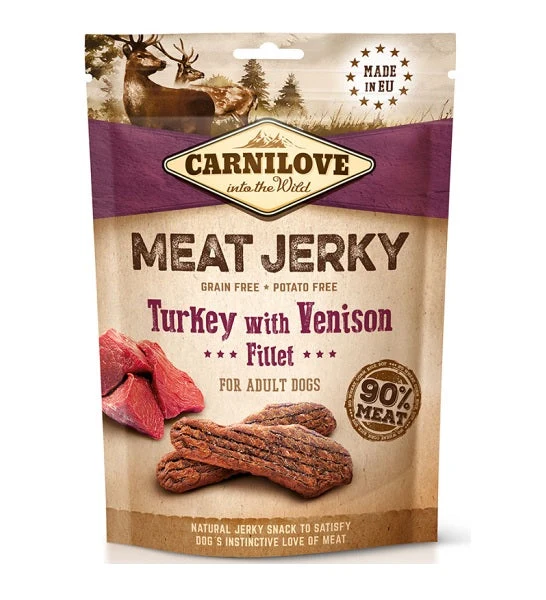 Expiry Date 14-Nov-26 Carnilove Jerky Snack Turkey with Venison Fillet Dog Treats - 100G