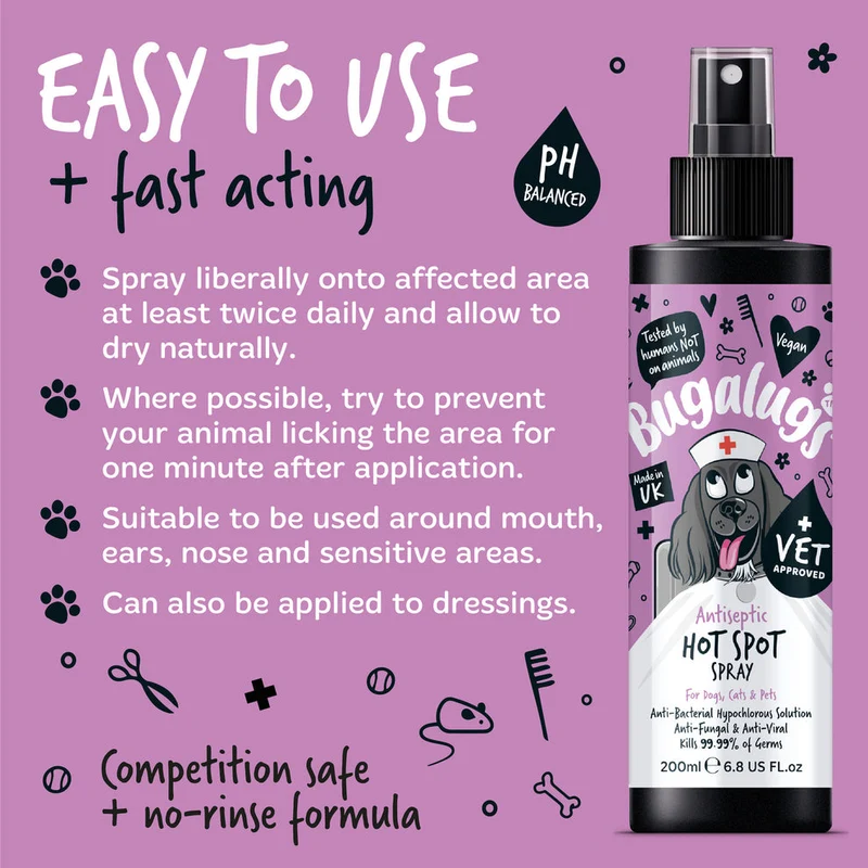 Bugalugs Antiseptic Hot Spot Spray For Pets 200ML