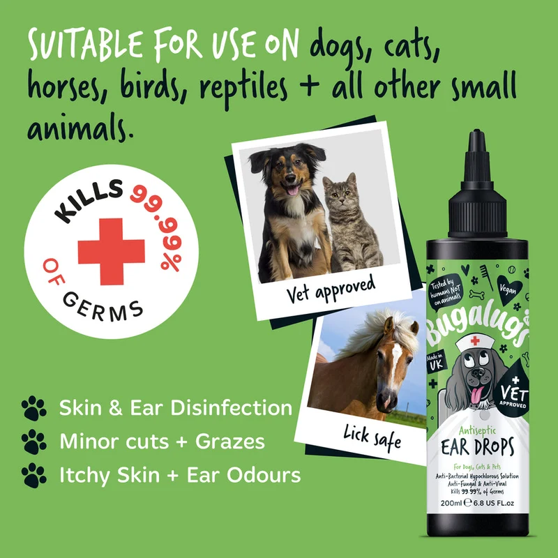 Bugalugs Antiseptic Ear Drops for Pets - 200ML