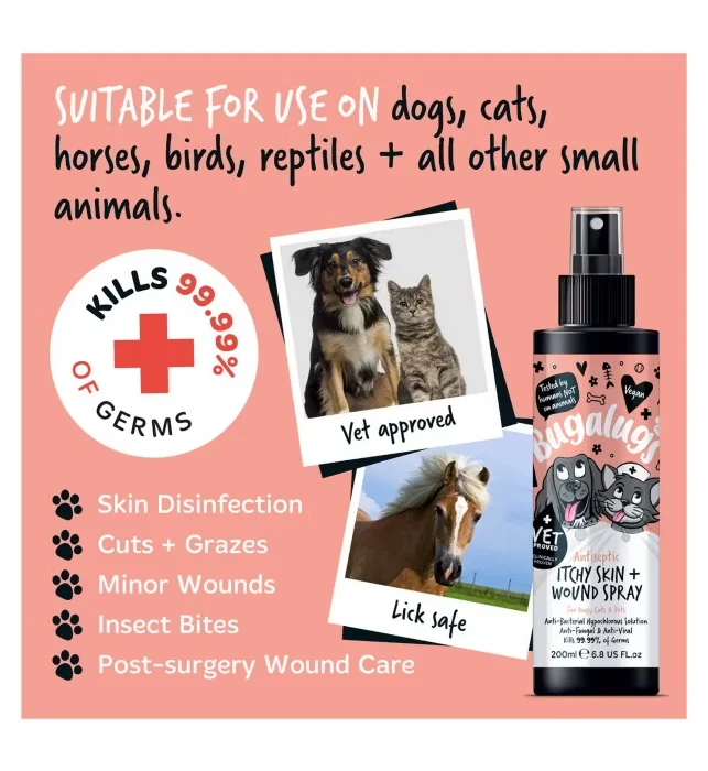Bugalugs Antiseptic Itchy Skin & Wound Spray for Pets 200ML