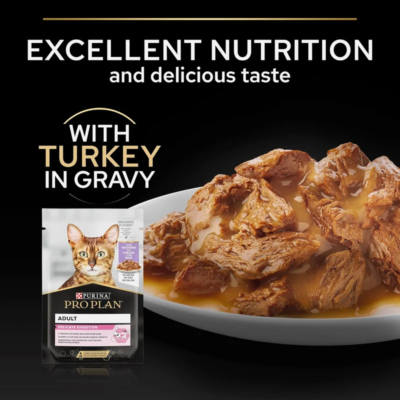 Purina Pro Plan Delicate Digestion Turkey in Gravy Wet Cat Food 85G - Pack of 10